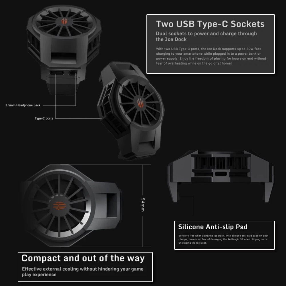 100% Original Nubia REDMAGIC Gaming Phone Fan Cooler for Red Magic ICE Dock Fan