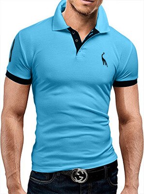 Summer thin short-sleeved men embroidered deer Polo shirt casual fashion stitching men T-shirt