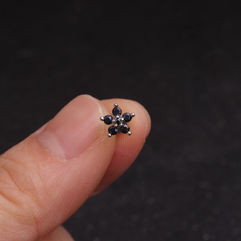 1pc Stainless Steel Fashion Flowers Zirconia Cartilage Cz Earring for Women Crown Helix Ear Studs Piercing Jewelry