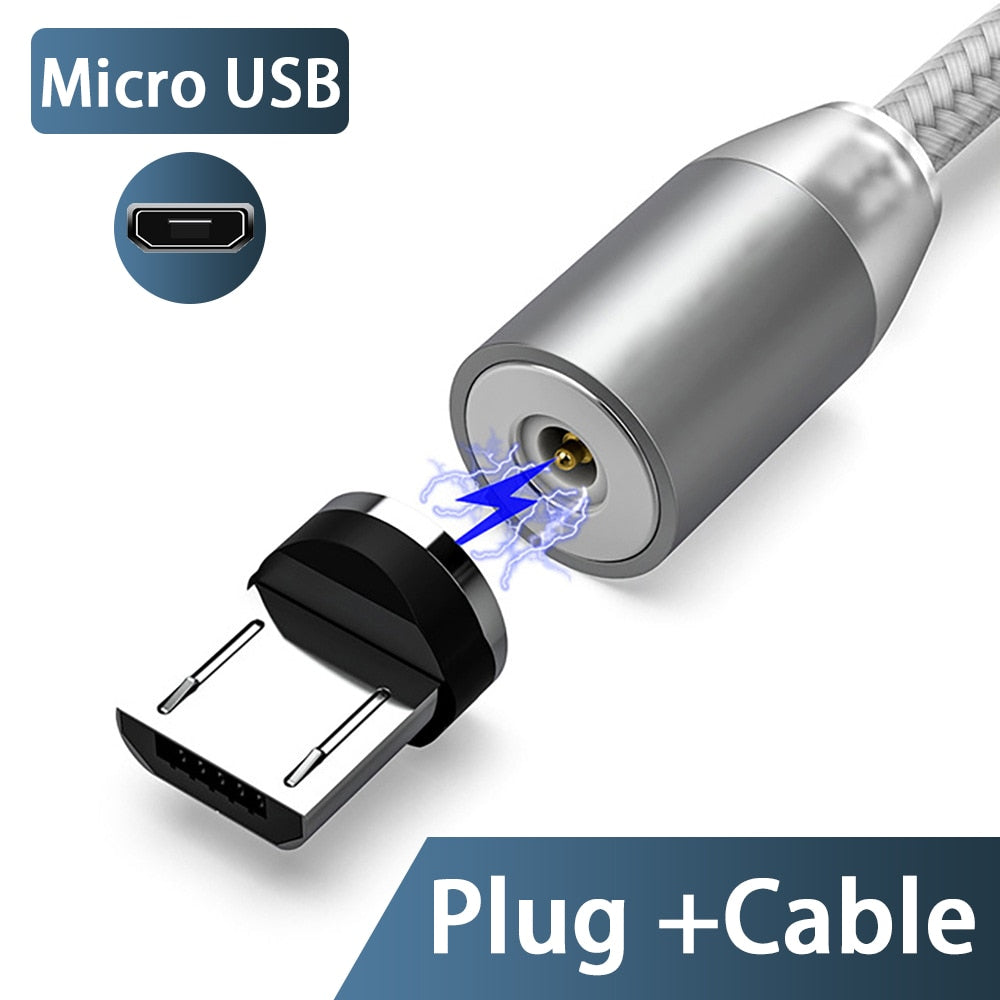 3A LED Magnetic USB Cable Fast Charging Type C Cable Magnet Charger Data Charge Micro USB Cable Mobile Phone Cable USB Cord