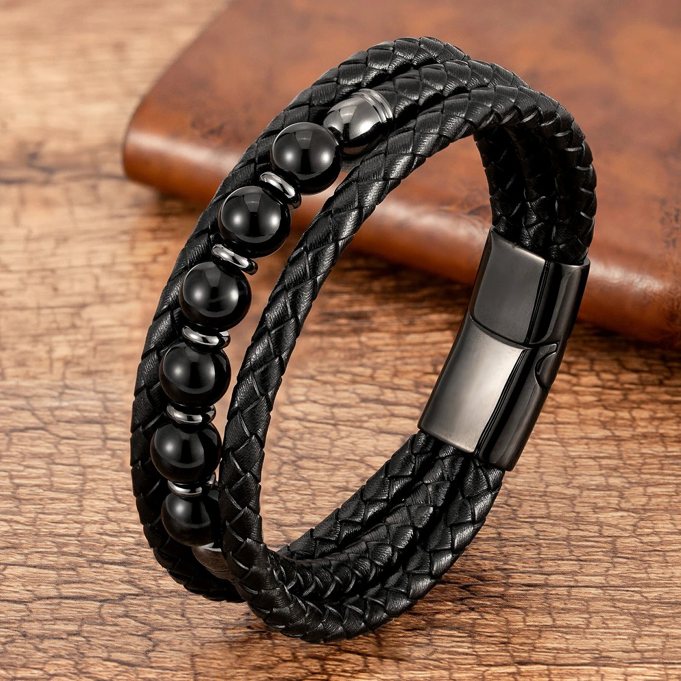 Trendy Multilayer Leather Bead Bracelet - Jeglowstore