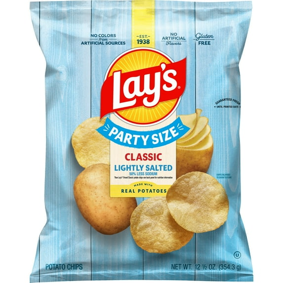 Lay's Potato Chips Lightly Salted Party Size 12.5 Ounce Bag