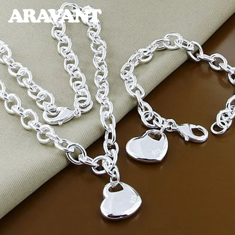 Bridal Love Heart Necklace & Bracelet Set - Jeglowstore