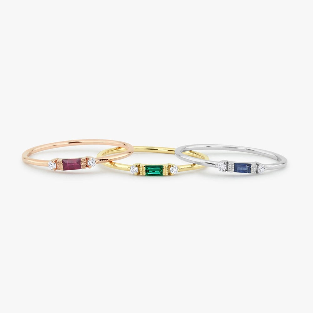 Thin Dainty Stacking Rings For Women Elegant Mini 3 Color Crystal Zircon Tiny Eternity Stacking Ring Fashion Jewelry KCR065
