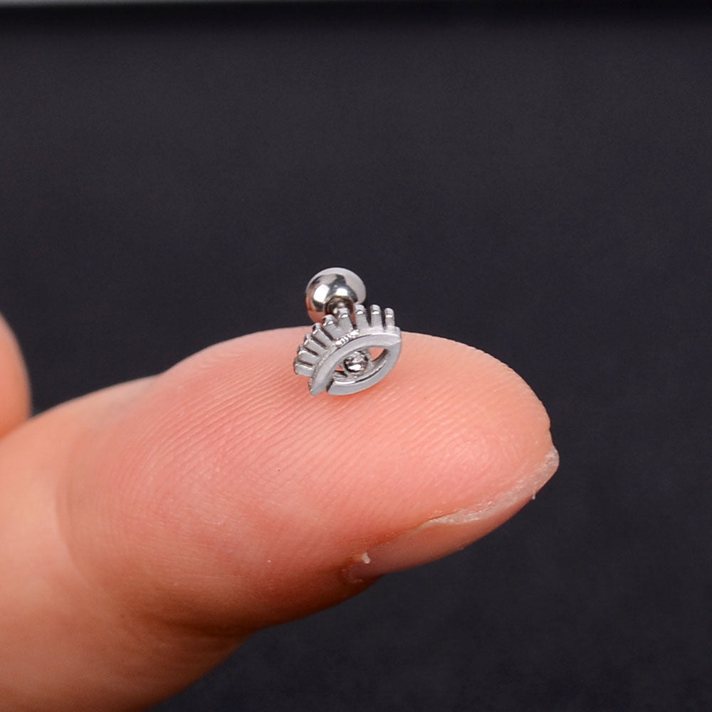 1Pcs Mini Stainless Steel Ear Tragus Cartilage Helix Piercing Butterfly Daisy Crown Snowflake Star Cross Enamel Studs Earring