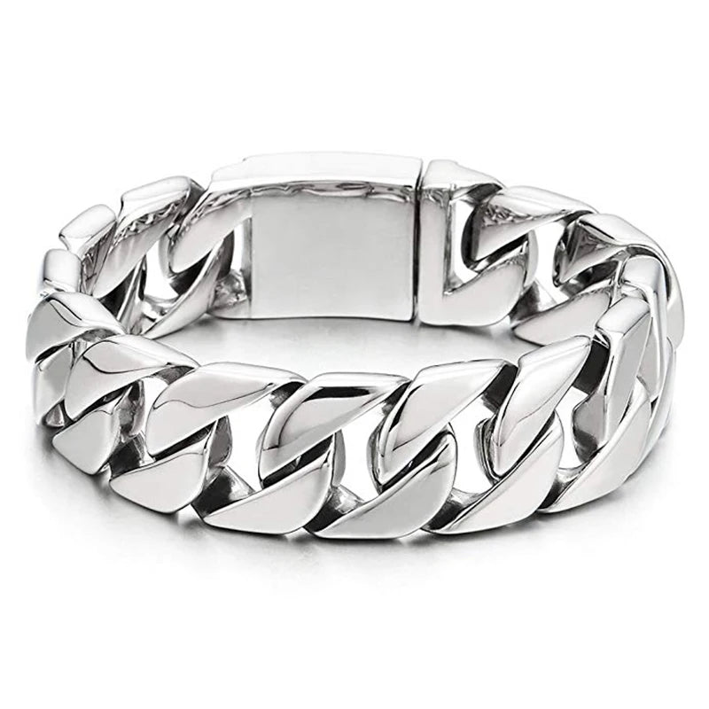 Silver Tone Cuban Curb Bracelet - Jeglowstore
