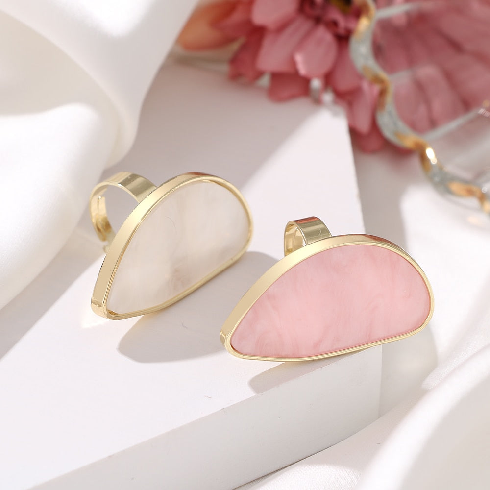 FNIO Fashion Woman Rings Acetate Plate The Adjustable Ring Oval Acrylic Resin Geometry Rings Trendy Geometric Wedding Bands Ring