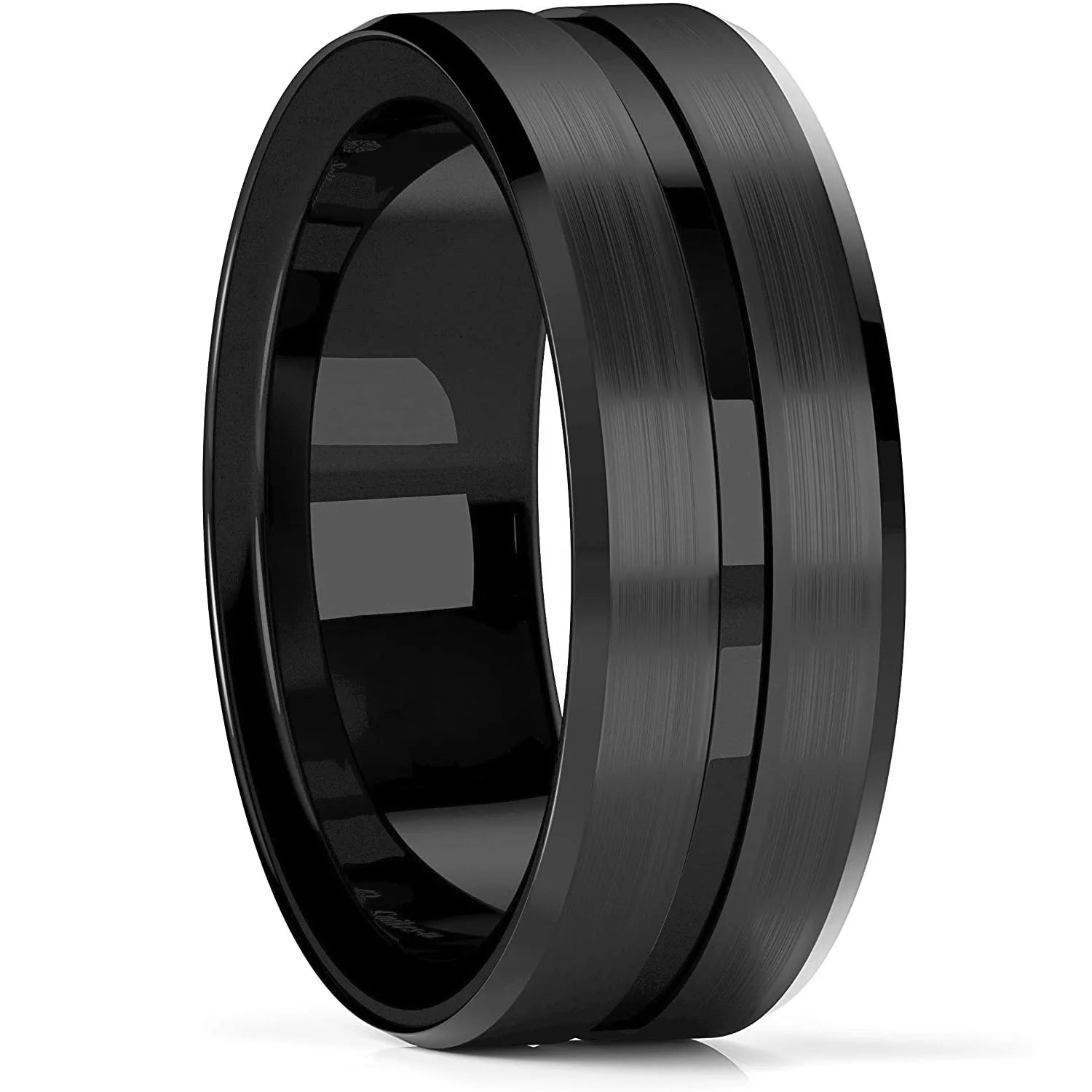 Men’s 8mm Black Titanium Wedding Ring - Jeglowstore