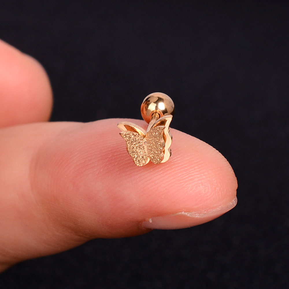 1Pcs Mini Stainless Steel Ear Tragus Cartilage Helix Piercing Butterfly Daisy Crown Snowflake Star Cross Enamel Studs Earring