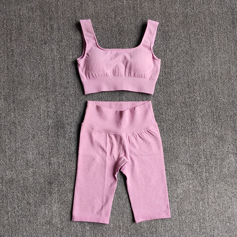 WAREBALL Seamless Women Yoga Set Sports Bra Sports Shorts Fitness Wear Outfit 2 Piece Gym Yoga Sets Workout Suits