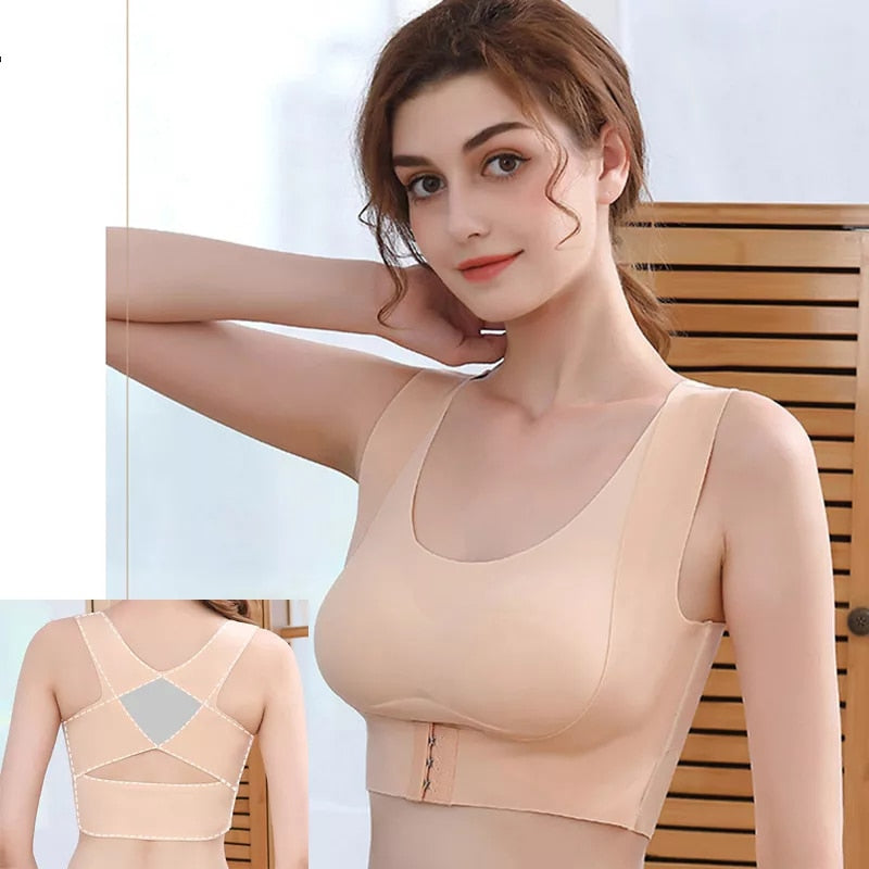 Women Sports Bras For Women Push Up Bra Posture Corrector Bralette Front Closure Female Underwear Cross Back Tops Top Women Bra