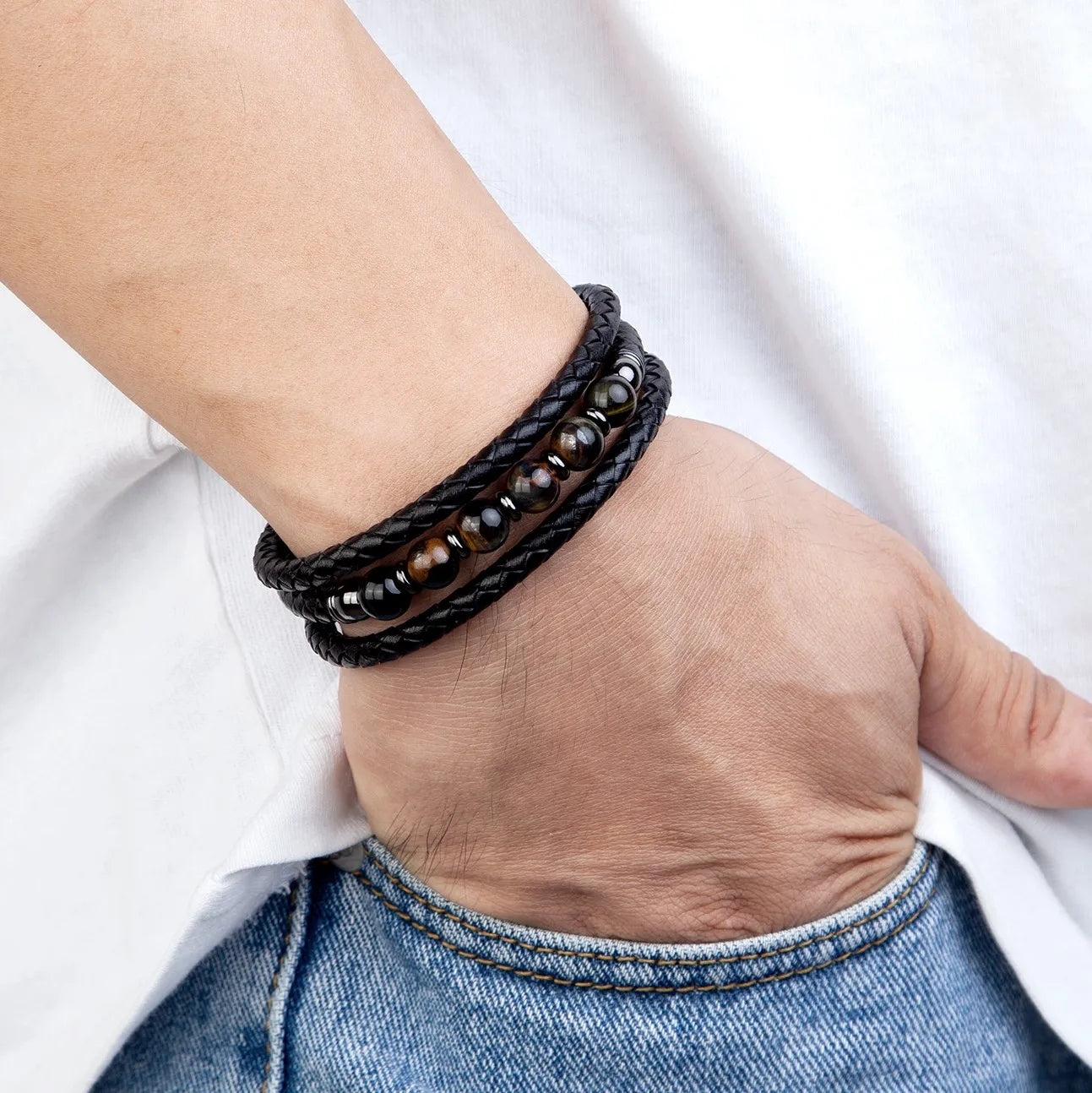 Trendy Multilayer Leather Bead Bracelet - Jeglowstore
