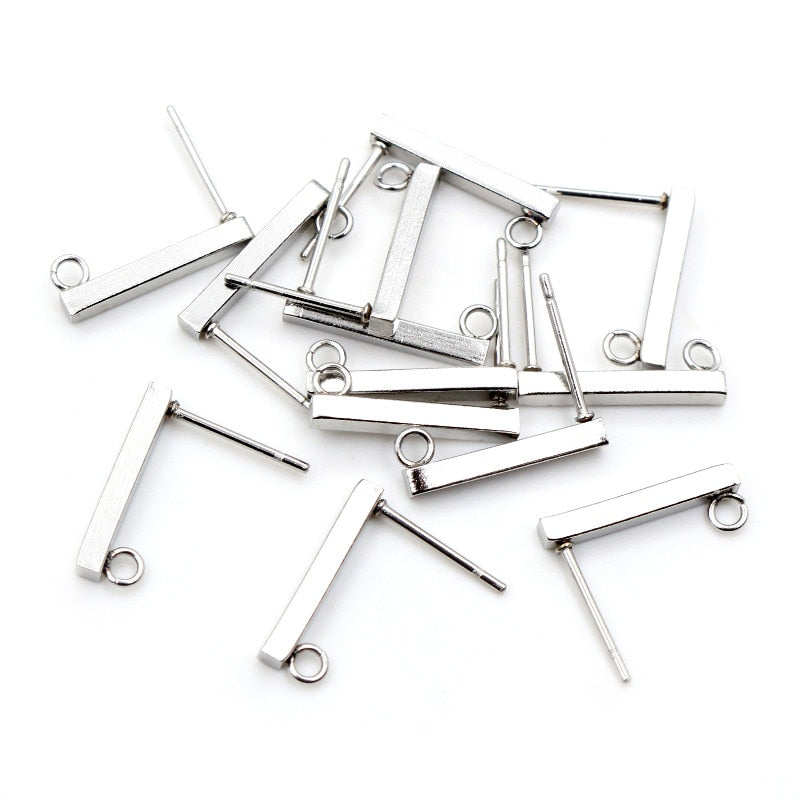 20pcs 10 15 20mm 316 Stainless Steel Earring Hooks Bar Tube Stud Earrings Ear Wires Connector DIY Jewelry Making Findings