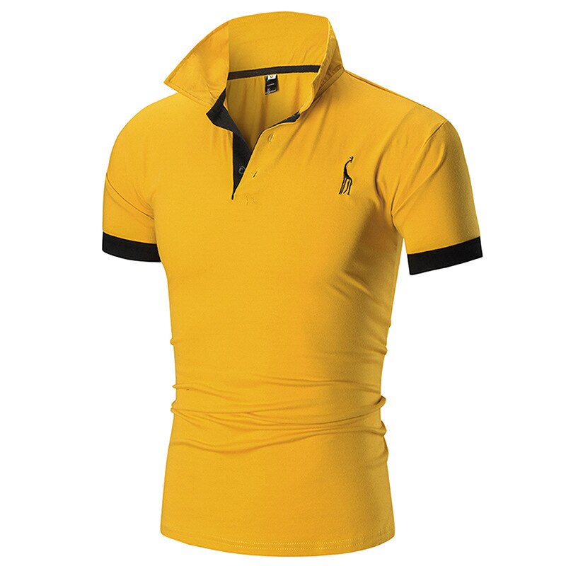 Summer thin short-sleeved men embroidered deer Polo shirt casual fashion stitching men T-shirt