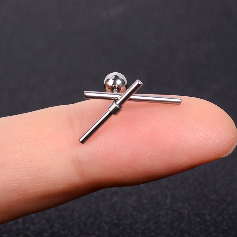 1Pcs Mini Stainless Steel Ear Tragus Cartilage Helix Piercing Butterfly Daisy Crown Snowflake Star Cross Enamel Studs Earring