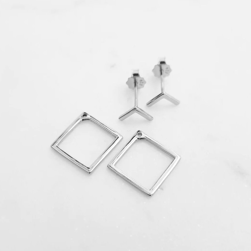 Minimalist Geometric Ear Jackets Front and Back Earrings for Women Girls Gold Color Dainty Square Ear Jackets Boho Jewelry