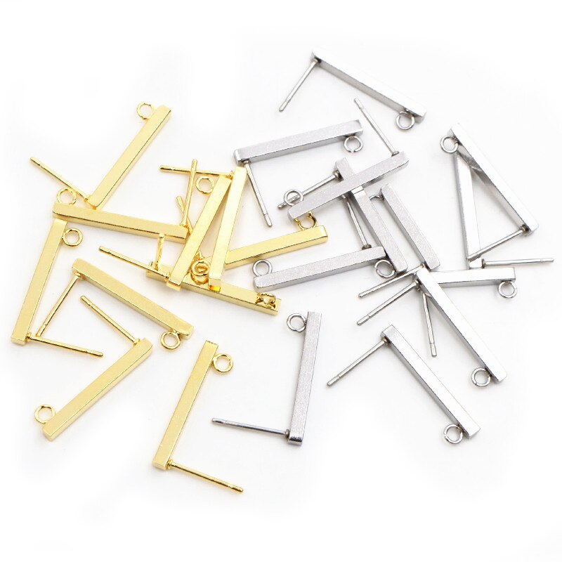 20pcs 10 15 20mm 316 Stainless Steel Earring Hooks Bar Tube Stud Earrings Ear Wires Connector DIY Jewelry Making Findings