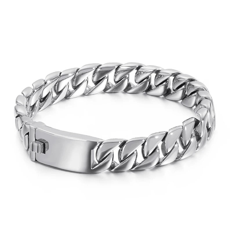Silver Tone Cuban Curb Bracelet - Jeglowstore