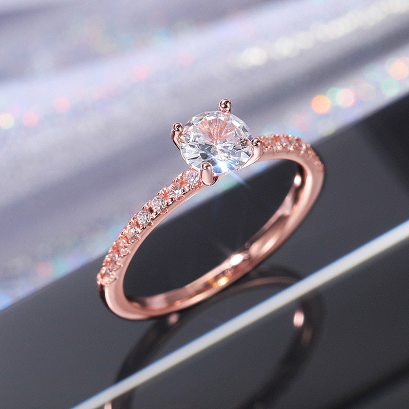 Classic Wedding Band Finger Ring for Female 925 Sterling Silver High Class AAA Zircon Stones Charming Party Jewellery