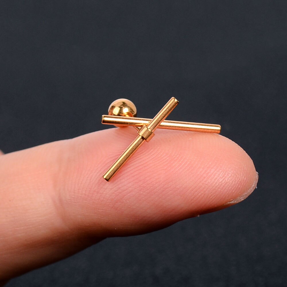 1Pcs Mini Stainless Steel Ear Tragus Cartilage Helix Piercing Butterfly Daisy Crown Snowflake Star Cross Enamel Studs Earring