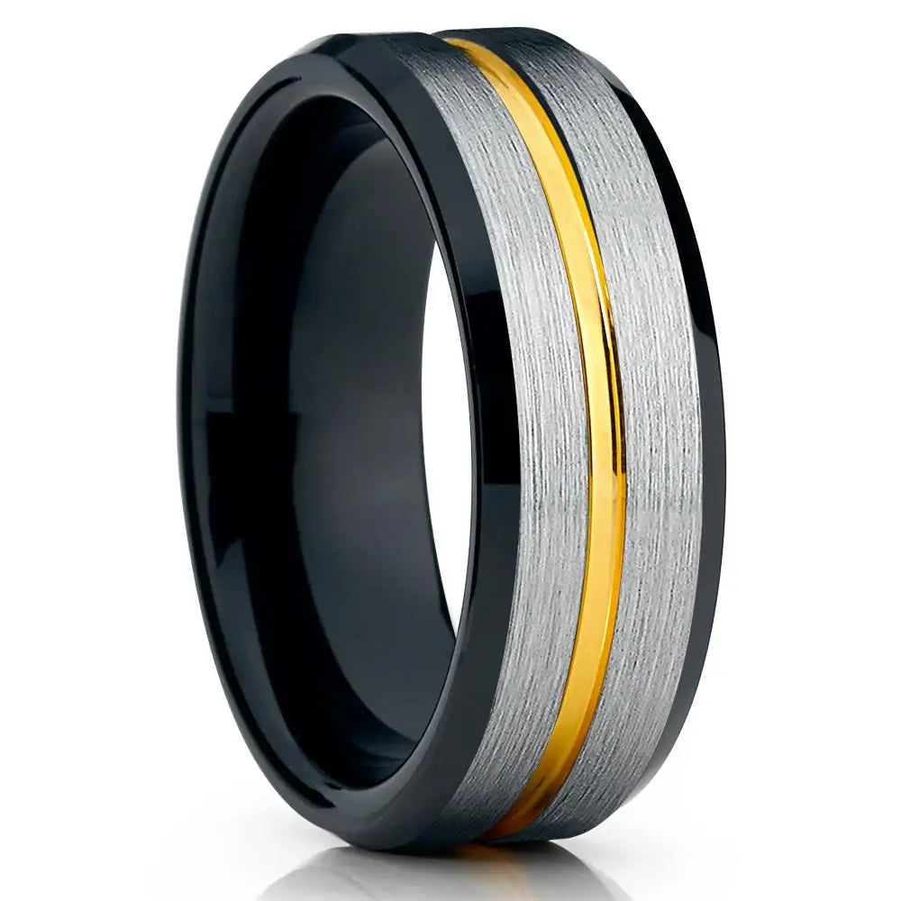 Men’s 8mm Black Titanium Wedding Ring - Jeglowstore