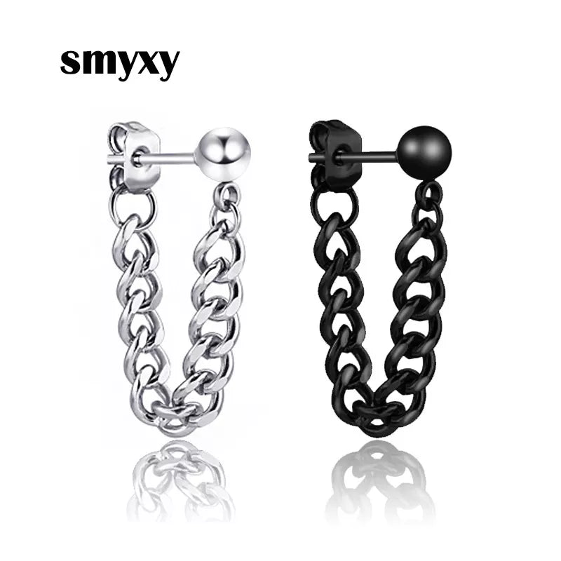 Men Women Punk Earring Stainless steel chain eardrop pendant ear jewelry simple Personality Earring