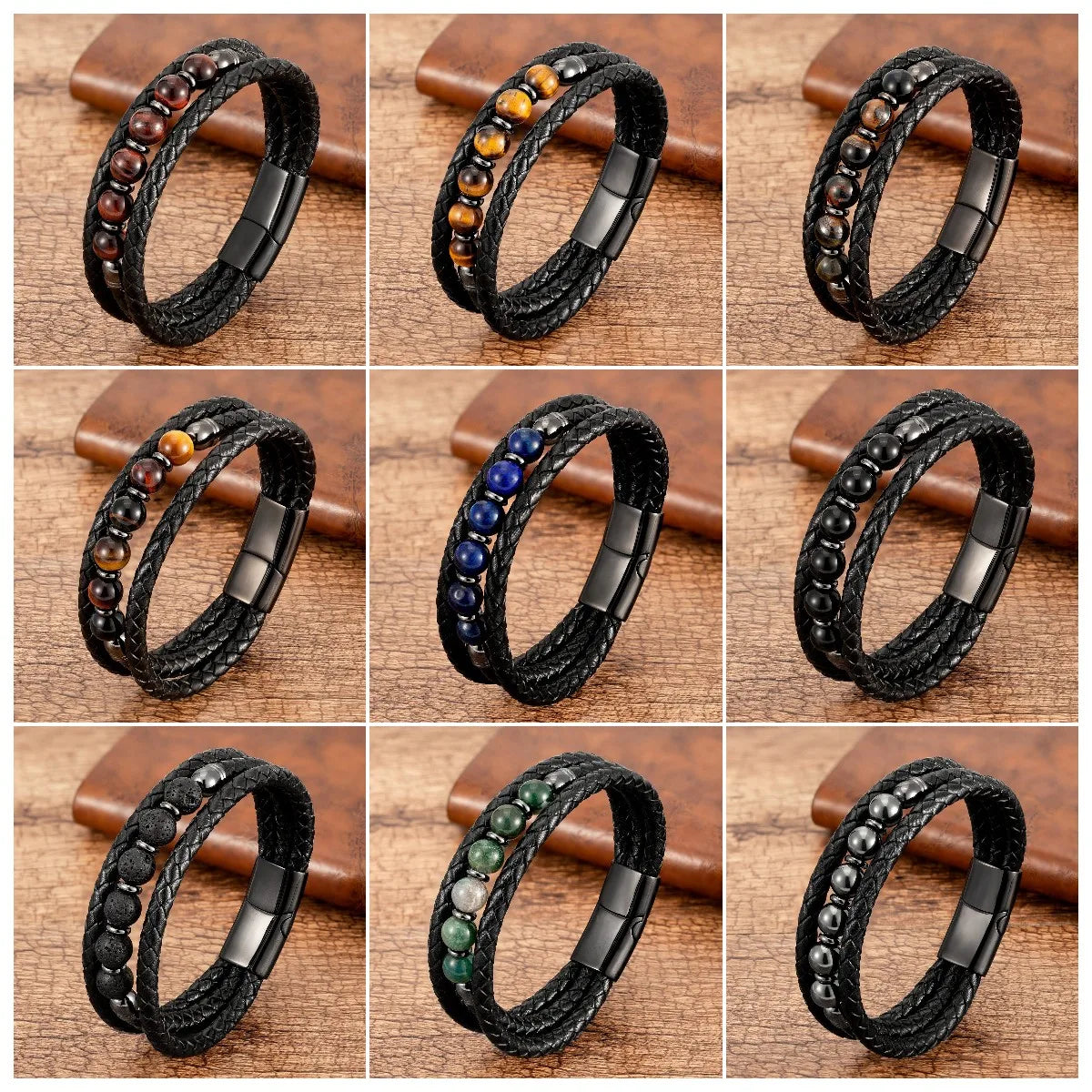 Trendy Multilayer Leather Bead Bracelet - Jeglowstore