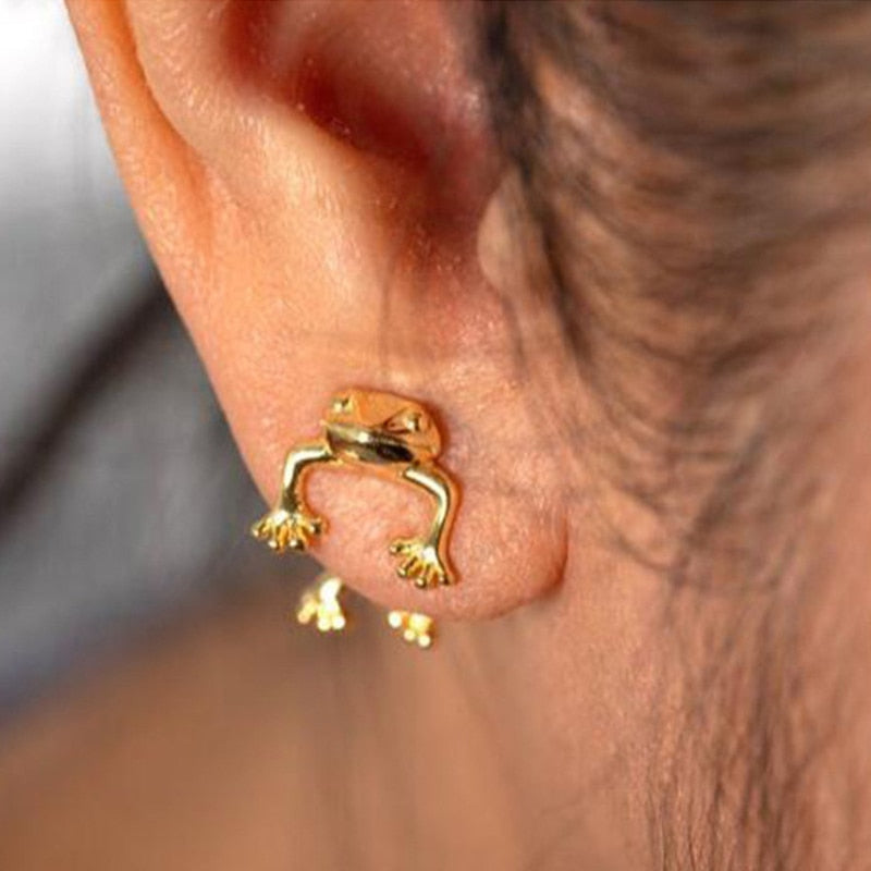 Gothic Green Frog Earrings For Women Girls Fashion Vintage Piercing Ear Studs Aesthetics Y2k Jewelry Accessories Wholesale
