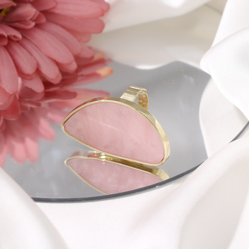 FNIO Fashion Woman Rings Acetate Plate The Adjustable Ring Oval Acrylic Resin Geometry Rings Trendy Geometric Wedding Bands Ring