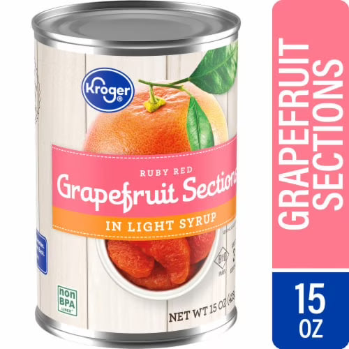 KR Canned Ruby Red Grapefruit Sections in Light Syrup 15 oz