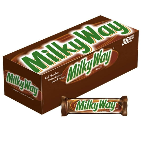 MILKY WAY Milk Chocolate Singles Size Candy Bars 1.84-Ounce 36-Count Box, Set of 3
