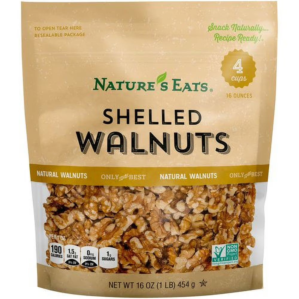 Sodium free Nature's Eats Shelled Walnuts 16.0 OZ