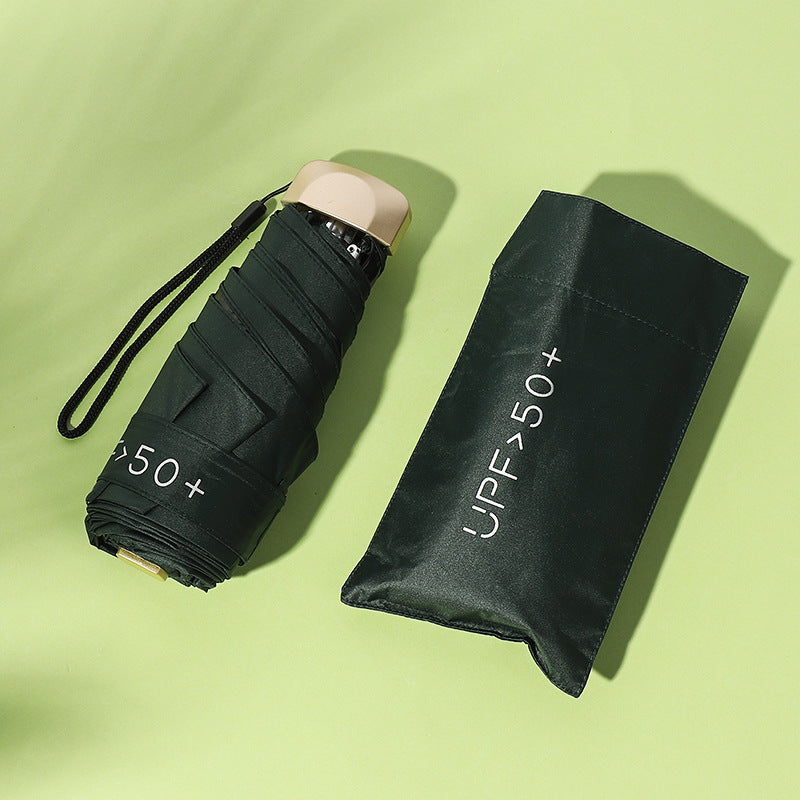 Sun Umbrella Small Sunscreen Anti-UV Women Portable Rain S Umbrella Sunny and Rain Dual-Use Foldable Capsule Five-Fold Umbrella Sunshade