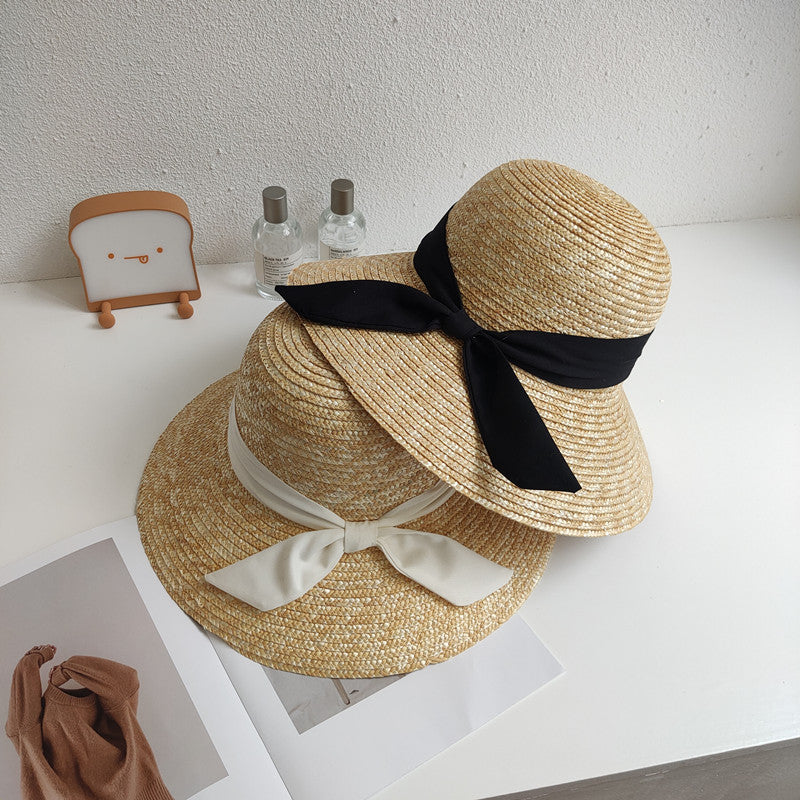 Hepburn Retro Style Dome Wheat-Straw Hat Big Brim Straw Woven Bucket Hat Women's Summer Outdoor Sun Protection Sunshade Hat