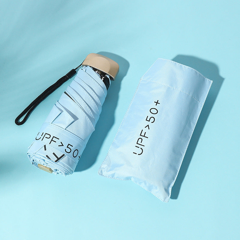 Sun Umbrella Small Sunscreen Anti-UV Women Portable Rain S Umbrella Sunny and Rain Dual-Use Foldable Capsule Five-Fold Umbrella Sunshade