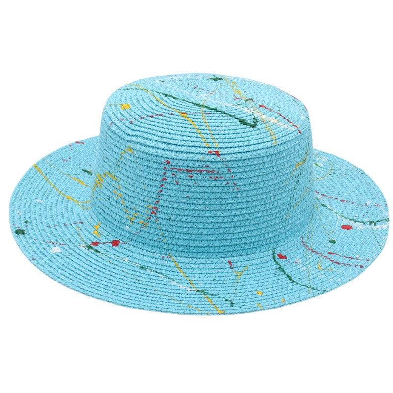 Sun Hat Green Summer Beach Flat Straw Hat