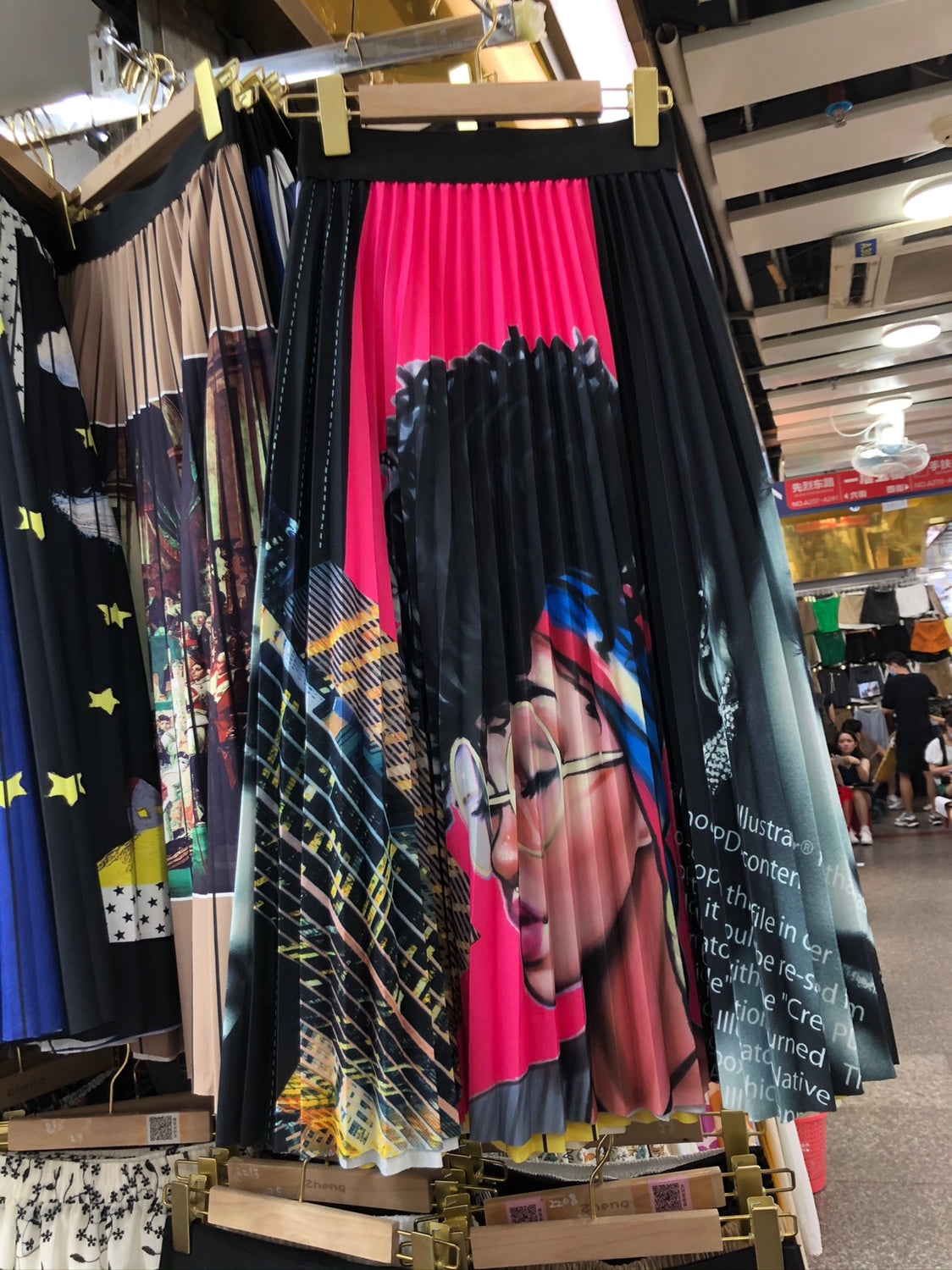 Fashion Retro Contrast Color Mid Length Long Length Pleated Skirt