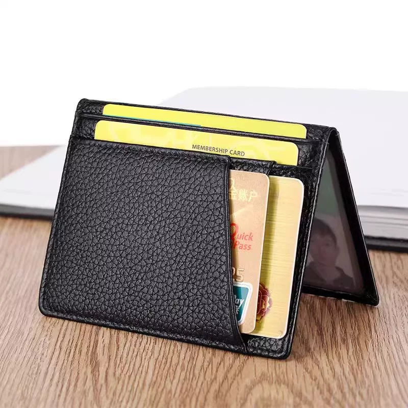 Ultra-Thin Genuine Leather Card Holder Men Driver's License Wallet Small and Simple Multi-Card Card Clip