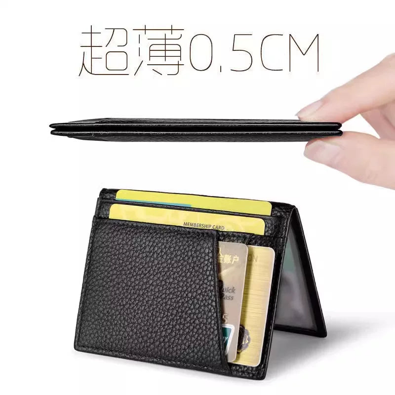 Ultra-Thin Genuine Leather Card Holder Men Driver's License Wallet Small and Simple Multi-Card Card Clip