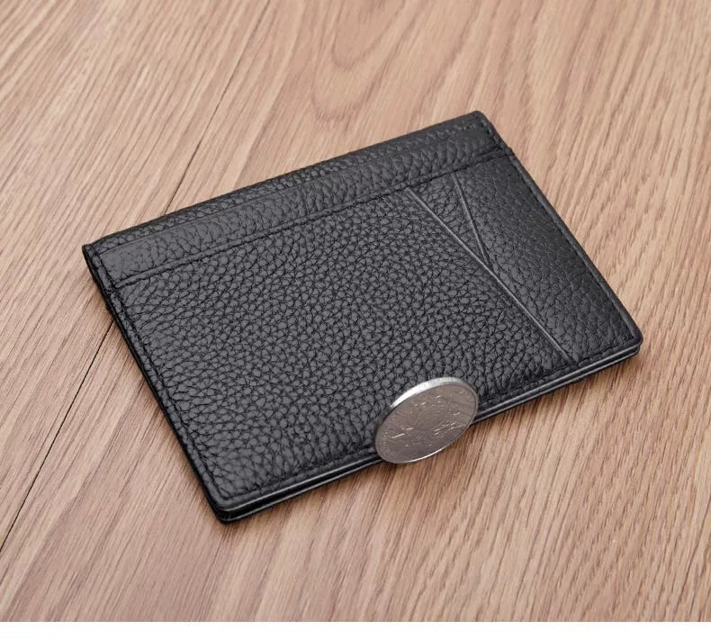 Ultra-Thin Genuine Leather Card Holder Men Driver's License Wallet Small and Simple Multi-Card Card Clip