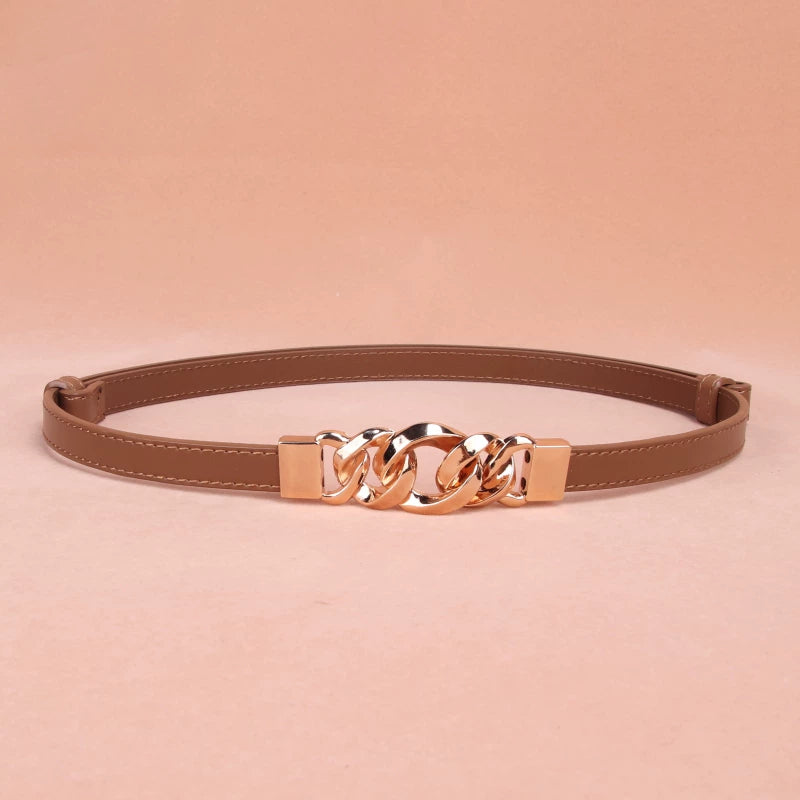 Women's Metal Simplicity Sweater Punch-Free Leather Belt - Jeglowstore