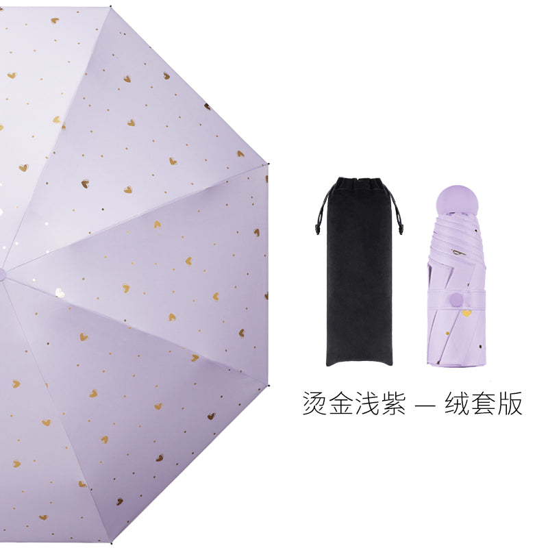Zuodu Good-looking Sun Umbrella Sun Protection UV Protection Sunshade Women's Sunny and Rain Dual-Use Small Light and Portable Five-Fold Capsule