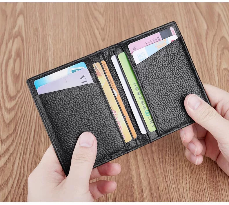 Ultra-Thin Genuine Leather Card Holder Men Driver's License Wallet Small and Simple Multi-Card Card Clip
