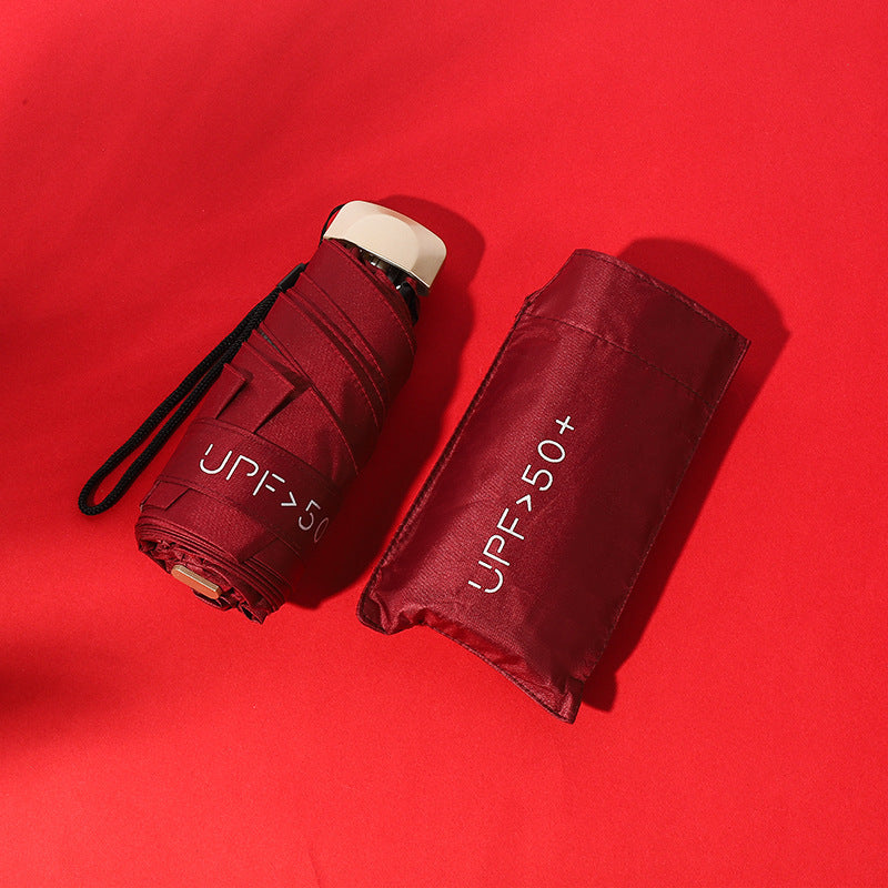 Sun Umbrella Small Sunscreen Anti-UV Women Portable Rain S Umbrella Sunny and Rain Dual-Use Foldable Capsule Five-Fold Umbrella Sunshade