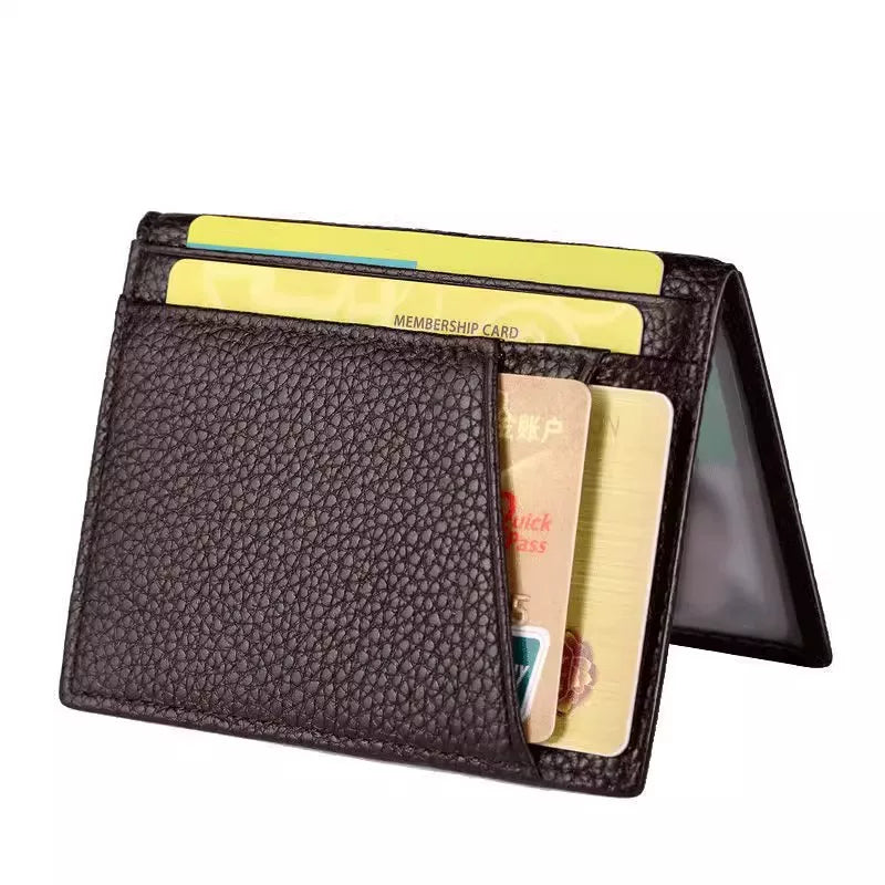 Ultra-Thin Genuine Leather Card Holder Men Driver's License Wallet Small and Simple Multi-Card Card Clip