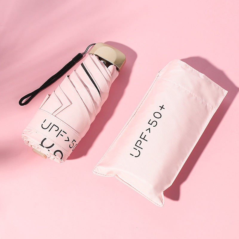 Sun Umbrella Small Sunscreen Anti-UV Women Portable Rain S Umbrella Sunny and Rain Dual-Use Foldable Capsule Five-Fold Umbrella Sunshade