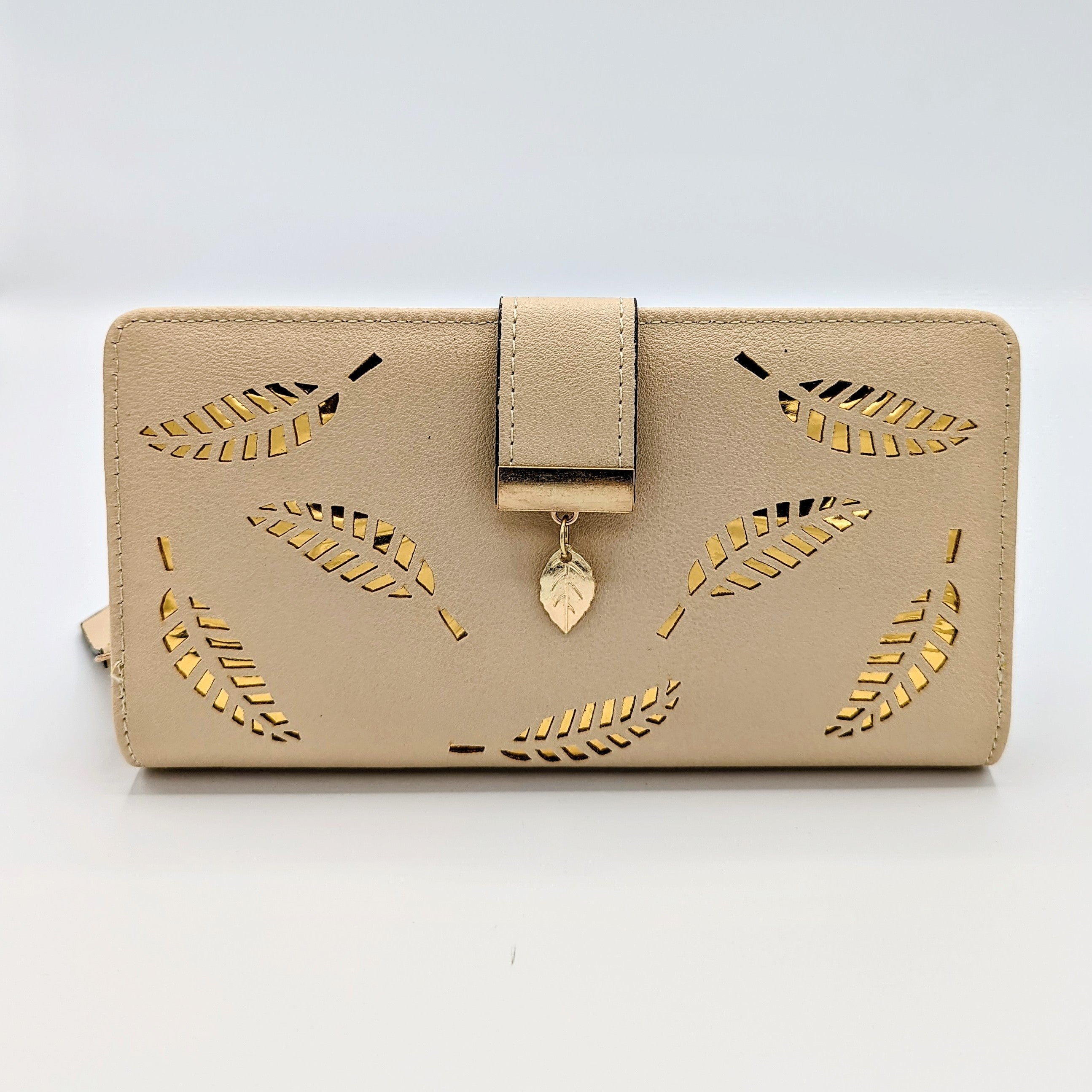 Women clutch purse, multi space crystal leaves design pulse