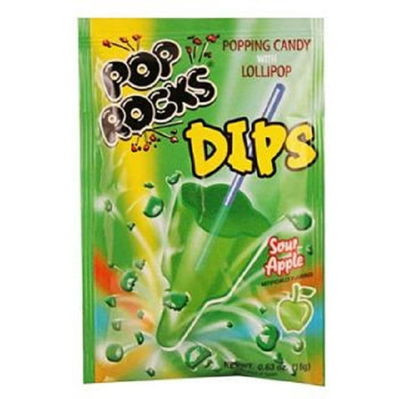 Pop Rocks Dips Sour Apple 18ct.