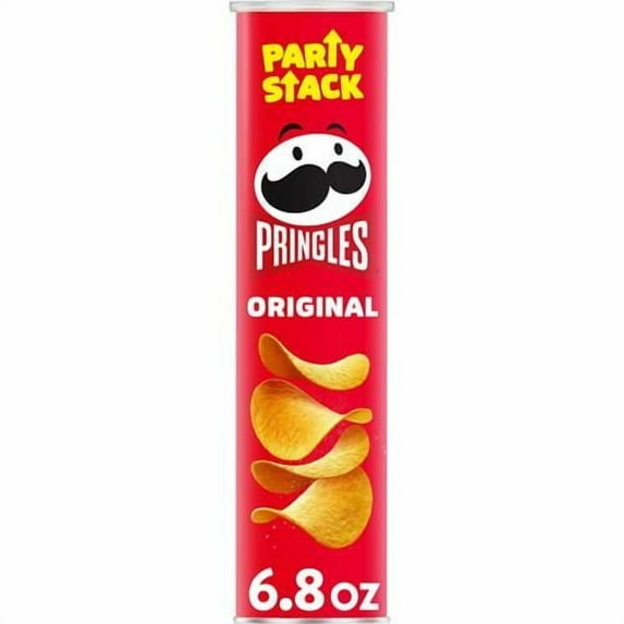 Pringles Potato Crisps Chips, Lunch Snacks, On-The-Go Snacks, Party Stack, Original, 6.8Oz Can (1 Can) - Pack of 2