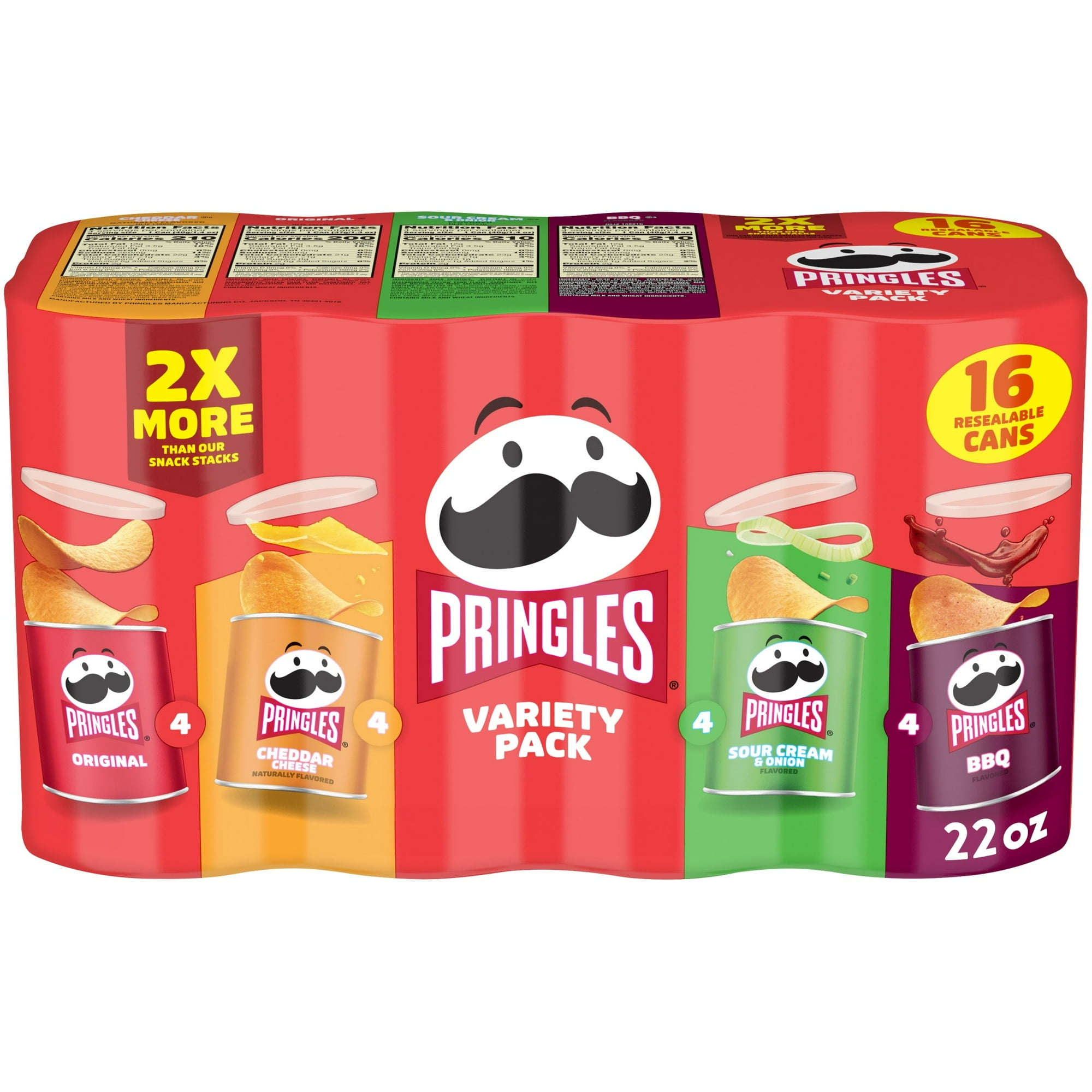 Pringles Variety Pack Potato Crisps Chips, Lunch Snacks, 16 Count